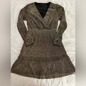 Banana Republic Metallic Gold and Black V-Neck Dress - Size S
